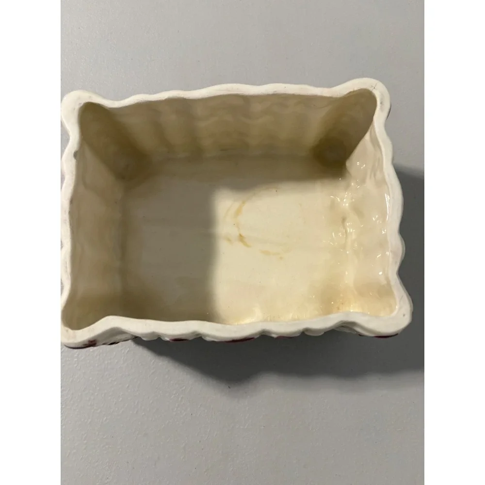 VTG Made in‎ Japan Floral Ceramic Planter Scalloped Rectangular Footed Pot